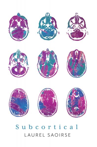 A book cover with several MRI scans of a brain. They are all various shades of pink and blue.